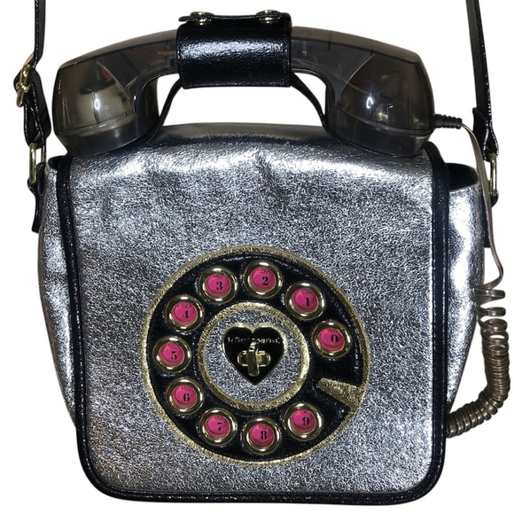 Betsey Johnson Handbags - RETRO BETSEY JOHNSON Kitsch Silver Phone Crossbody Bag